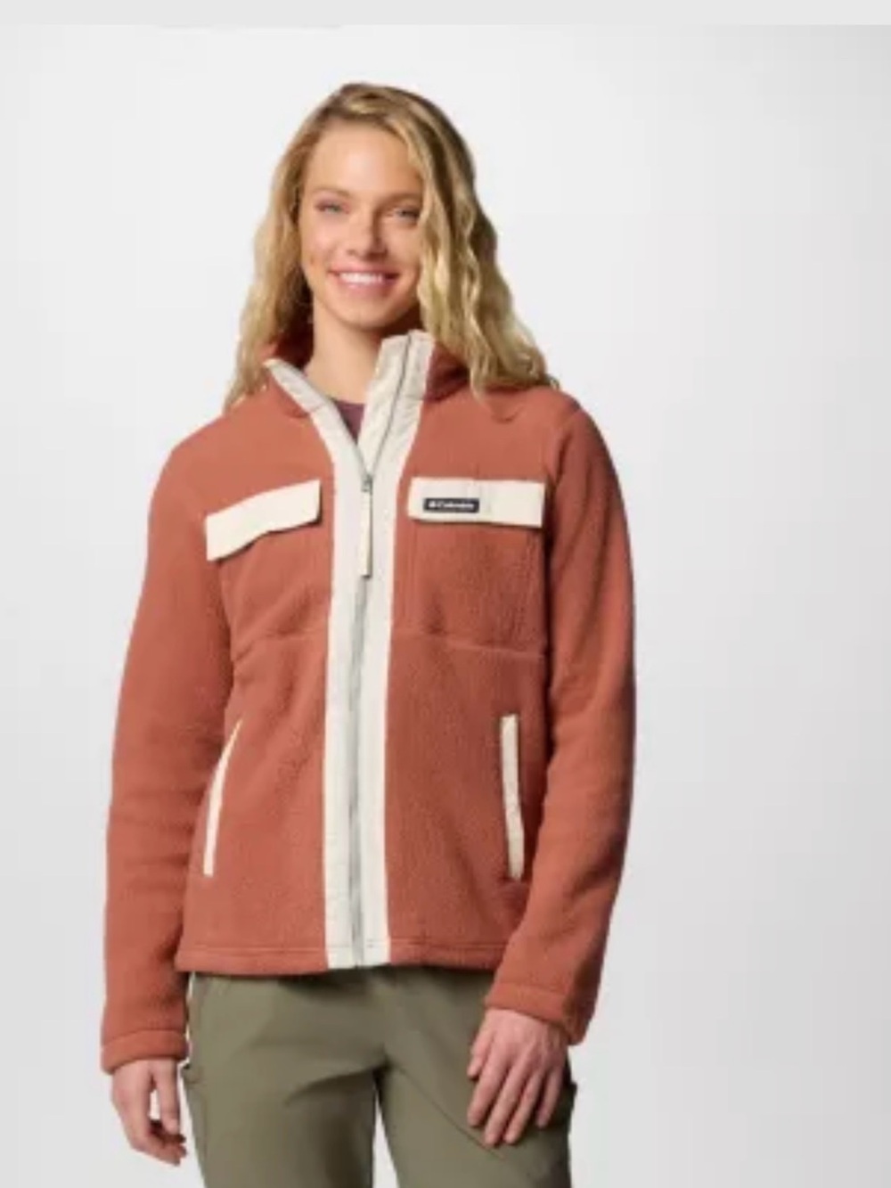 Columbia Women's Rust Sherpa Jacket with Cream Trim